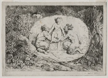 Bacchanalien: Nymphe unterstützt von zwei Satyrn, 1763
