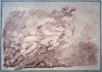 Minerva reißt einen jungen Prinzen aus der blutigen Wollust. Jean Honoré Fragonard (1732-1806), 1774. Besançon, Musée des Beaux-Arts