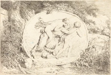 Nymphe reitet auf einem Satyr (Jeune fille a califourchon sur un satyre)