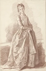 Stehende junge Frau, ansehend