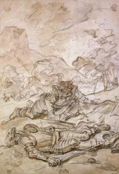 Die traurige Lage von Don Quijote und Sancho Panza, misshandelt von den Galeerensklaven, 18. Jahrhundert