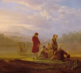 Voltaire spricht mit den Bauern in Ferney