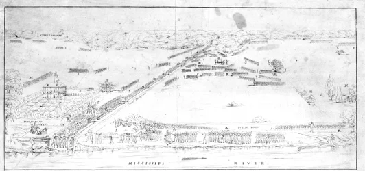 Ansicht der Schlacht bei Chalmettes Plantage, 8. Januar 1815