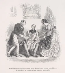 Die trauernde Witwe gibt beiden das Recht, gut zu handeln.... Und beide behalten ein ewiges..., 1843