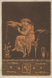 Junge drapierte Frau, sitzend, gießt eine Pflanze, ca. 1784