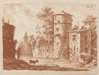 Alter Turm an einer Wassermühle
