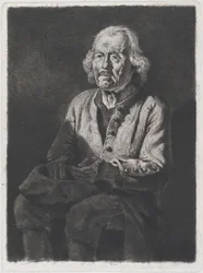 Sitzender Bettler: Porträt von Old Girard, einem Bauern aus Chasselay, 1772