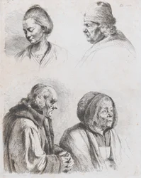 Studie von vier Köpfen, 1770