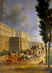 Abreise von Napoleon (1769-1821) und Marie Louise (1791-1847) zur Jagd in Compiègne im Jahr 1811. Gemälde von Joseph Bidault (1758-1846) 1811