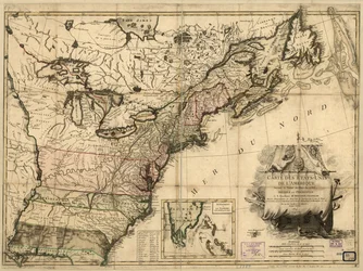 Karte der Vereinigten Staaten von Amerika nach dem Friedensvertrag von 1783