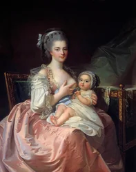 Mutter, die ihr Kind stillt, 18. Jahrhundert. Mâcon, Museum der Schönen Künste