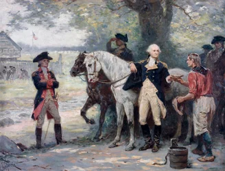 Amerikanischer Unabhängigkeitskrieg (1775-1783): George Washington in der Nähe des Lagers der Kontinentalarmee