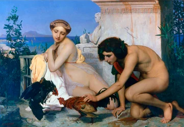 Junge Griechen ermuntern Hähne zum Kampf, 1846