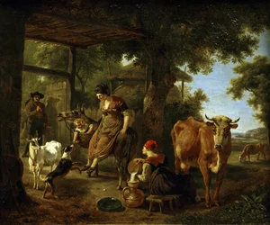 Auf dem Bauernhof. Eine Szene aus dem Landleben