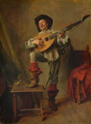 Soldat spielt die Theorbe, 1865