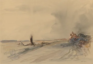 Verwüstetes Land recto, Figuren in einer Landschaft verso, um 1919