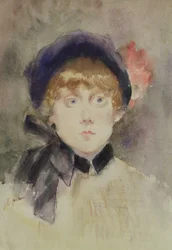Junge Frau mit blauem Hut, 1883
