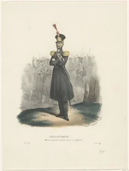 Offizier der Nationalmiliz, 1829 (Titel auf dem Objekt) Belgische Trachten: alte und moderne, militärische, zivile und religiöse, 1830 (Serientitel)