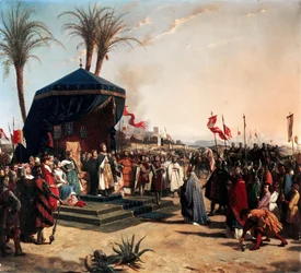 Der heilige Ludwig, König von Frankreich, empfängt Robert, Patriarch von Jerusalem in Damiette