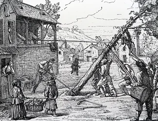 Das Aufstellen des Maibaums