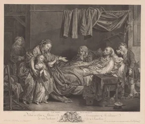 Familie um ein Krankenbett