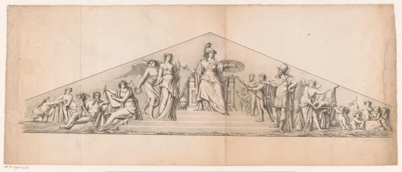 Tympanon mit thronender Minerva