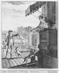 Eine Wette eingehen, graviert von Camligue (fl.1785) ca. 1777