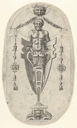 Männliche Terminalfigur, Torso mit Bart und Turban auf einem halblangen Sockel eingeschlossen, ca. 1543