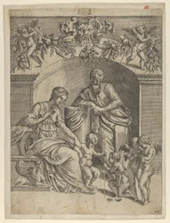 Die Jungfrau mit dem Jesuskind, angebetet von St. Johannes, 1543