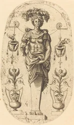 Frau trägt einen Korb auf dem Kopf