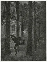 Fliehender Gefangener - Illustration aus Histoire d’un crime, 19. Jahrhundert