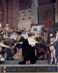 Der Tod der heiligen Genoveva, Schutzpatronin der Stadt Paris. Paris, Panthéon