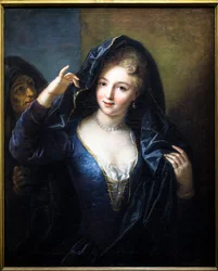 Porträt einer Frau mit Perlenkette