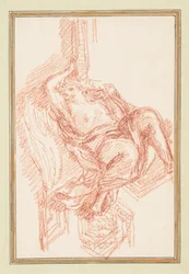 Deckendetail mit geflügelter männlicher Figur