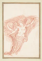 Eckdetail mit teilweise nackter männlicher Figur