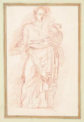 Gewandete Figur mit Gürtel um die Taille