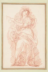 Stehende weibliche Figur, die zeigt