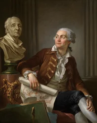 Porträt eines Mannes mit Büste von Denis Diderot