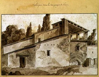 Fabrik in der Landschaft um Rom
