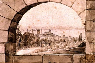 Ansicht der Stadt und des Sees von Bracciano, ca. 1810
