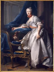Porträt von Marie Anne de Montboisier Beaufort Canillac, Marquise de Caumont. Gemälde von Jean Valade (1709-1787), Öl auf Leinwand