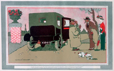 Der neue Chauffeur, französische Automobilkarikatur, 1913