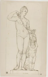 Skulptur von Venus und Amor mit Mars