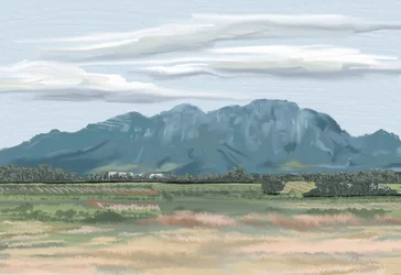 Friedliche Bergfelder