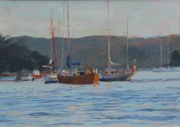 Abendliche Yachten in Salcombe, 2016