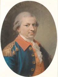 Porträt von Fabrikmeister und Kommandeurkapitän Henrik Gerner. Oval, Dreiviertelprofil nach rechts