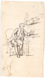 Studie zum Holmskiold-Familienbild von 1787: Geheimer Rat Theodor Holmskiold sitzt an einem Tisch