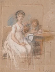 Entwurf für eine Porträtgruppe. Regine Sophie Tutein, geb. Wraatz mit ihrem Sohn Peter