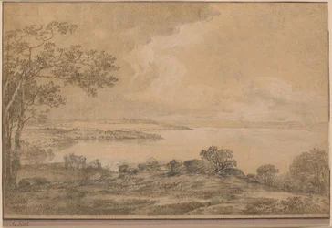 Blick über den Esrum-See nach Fredensborg, von Plejelt aus gesehen