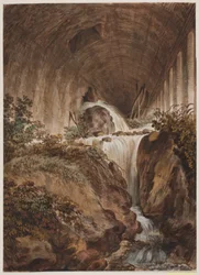 Wasserfall unter gemauertem Gewölbe